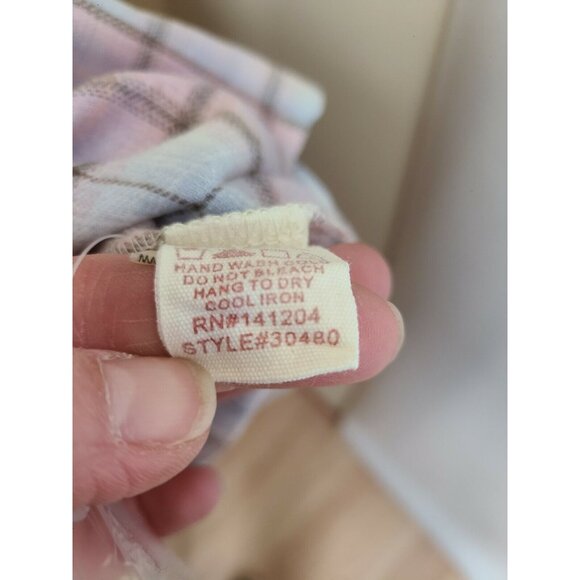 Hem and Thread Womens Hooded Shirt Medium Purple Plaid Deep Dye Button Up BOHO - Picture 8 of 8